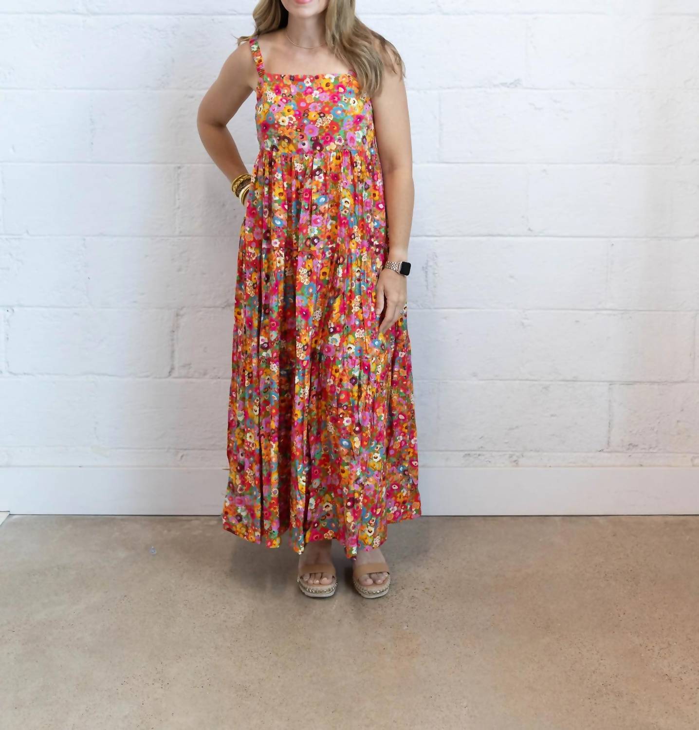 Karlie - Floral Scoop Back Tier Maxi Dress