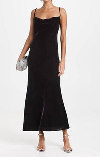 RHODE Jemima Velvet Midi Dress in black - women's dress
