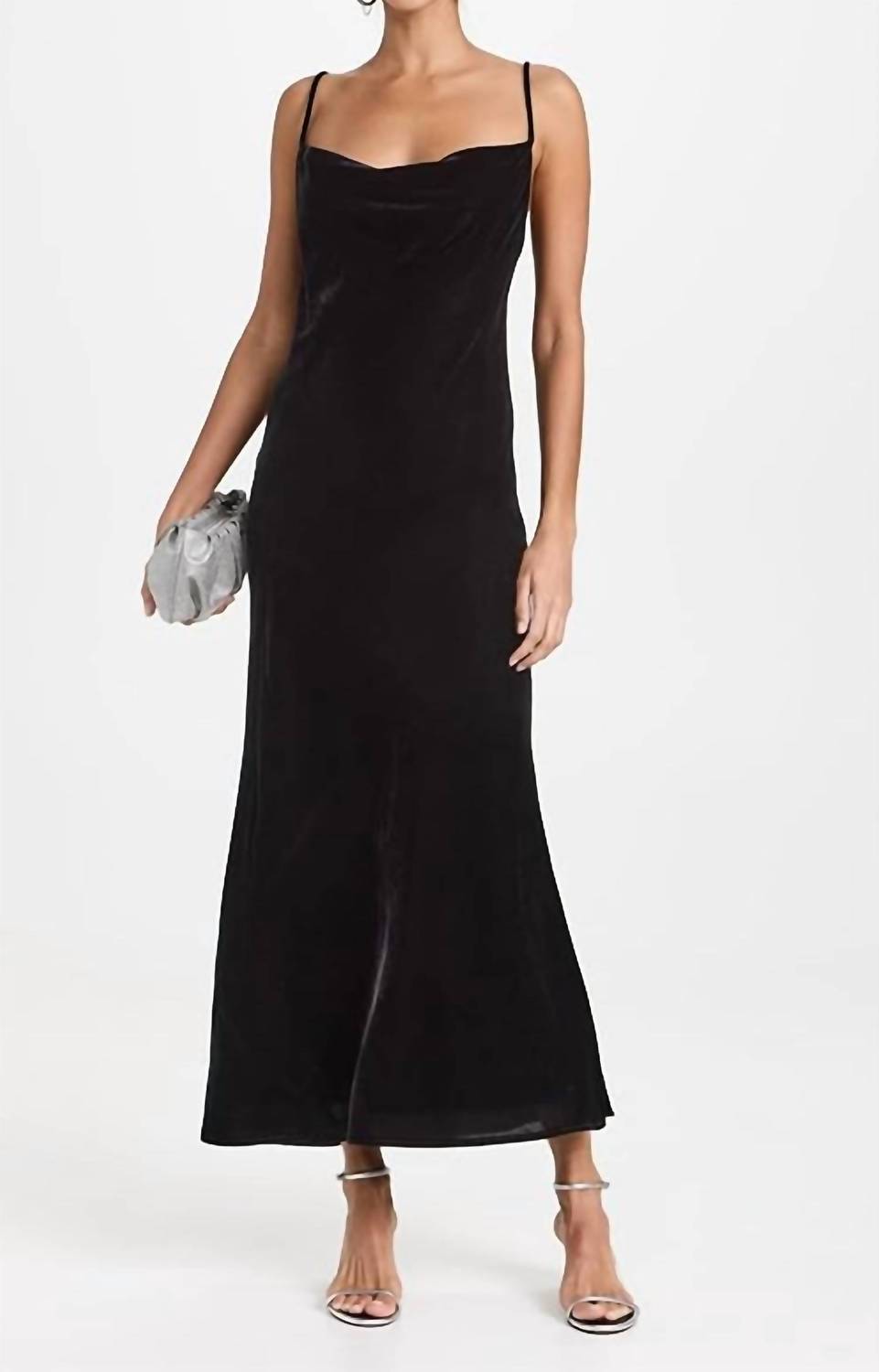 RHODE Jemima Velvet Midi Dress in black - women's dress