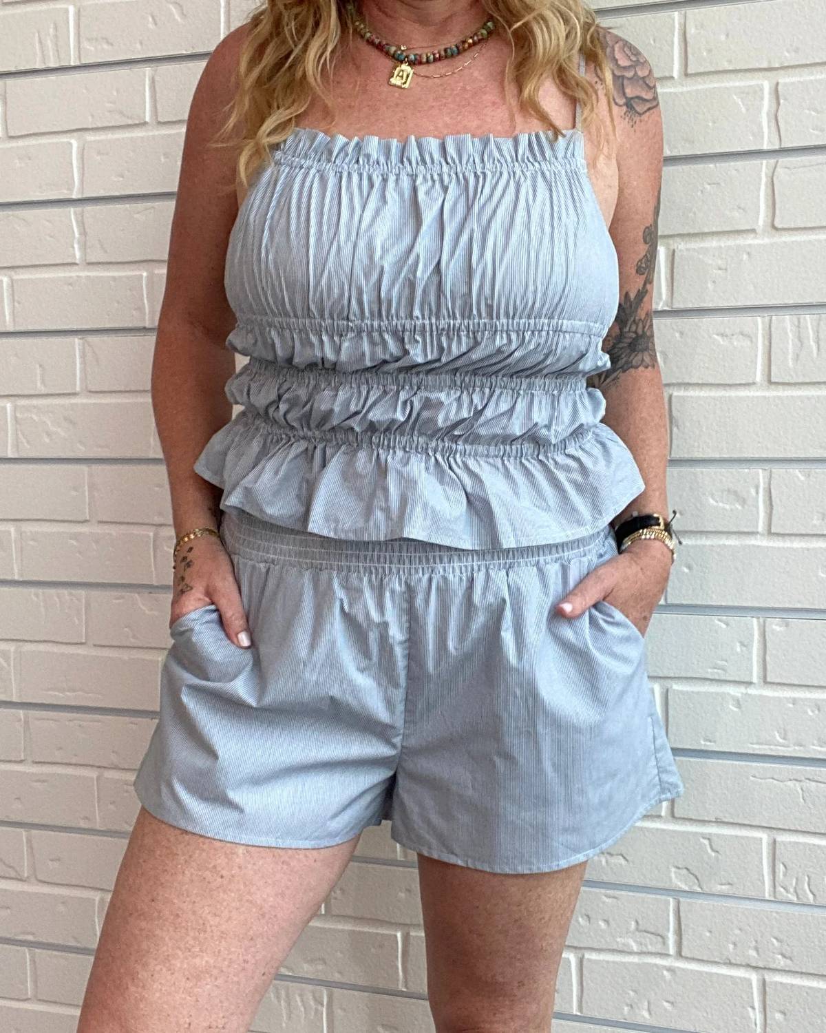 Chaser - Lorenzo Pinstripe Poplin Tank