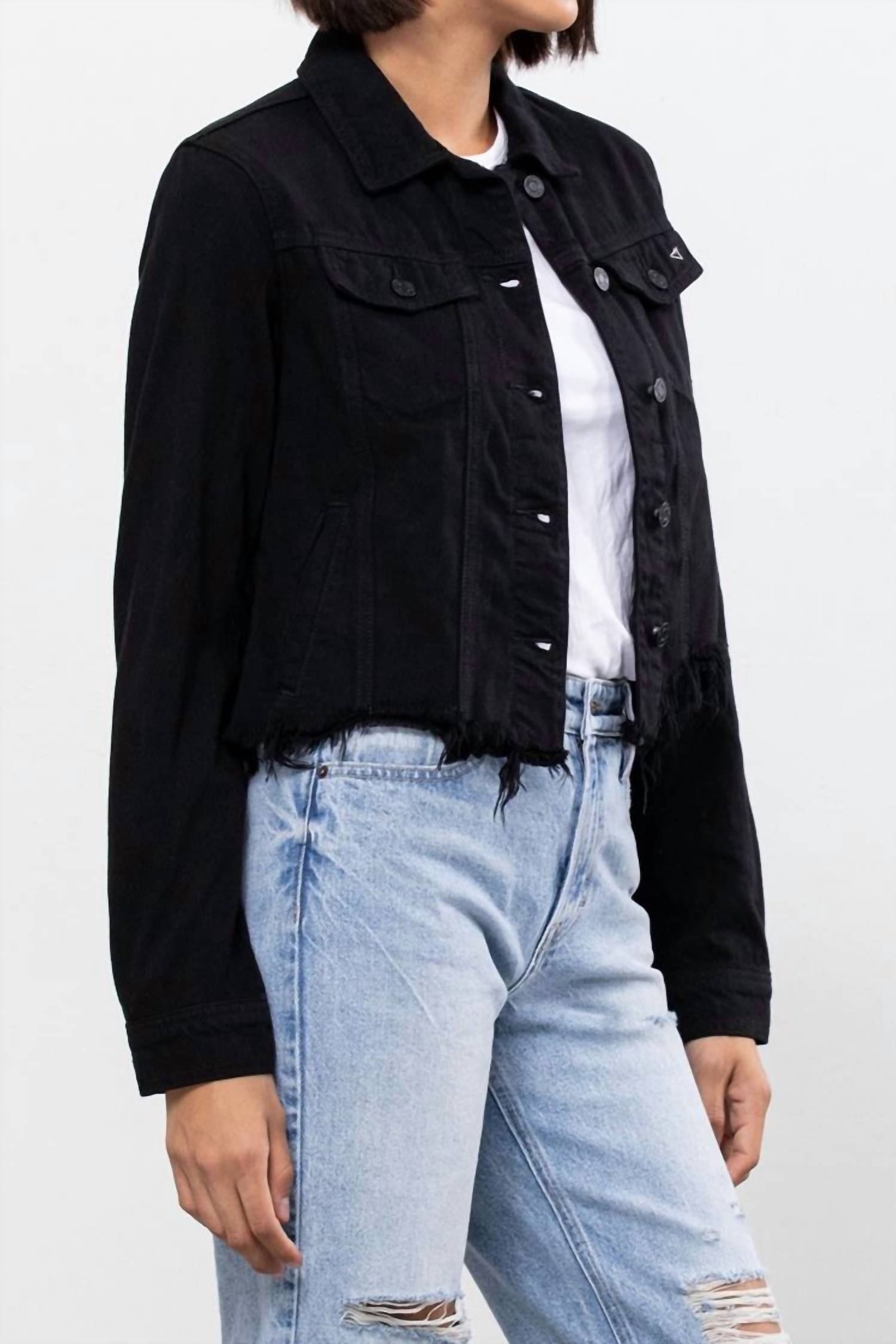 Hidden - Denim Frayed Jacket