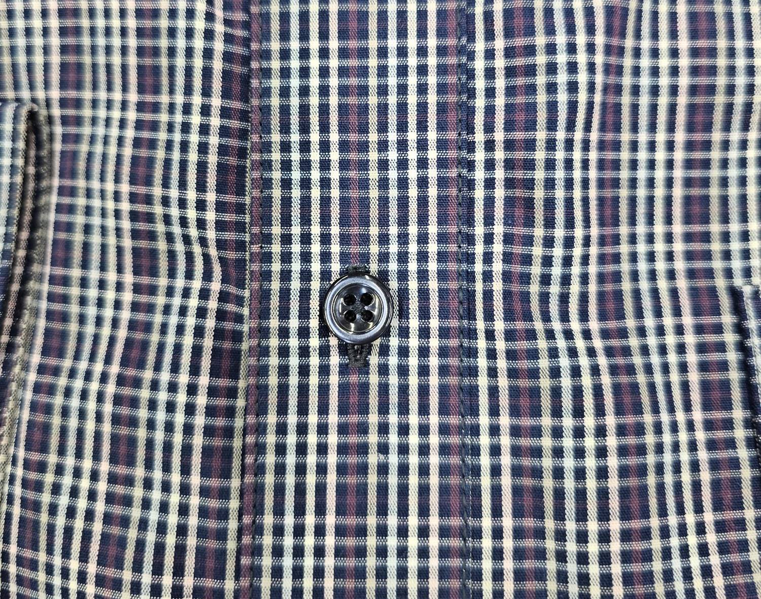 F/X Fusion Men's Button Plaid Shirt in purple grey blue - men's shirt - alternate view