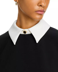 FRENCH CONNECTION Echo Long Sleeve Collared Neck Dress in black white - women's dress - view 4