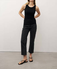 0039 Italy Ella Ribbed Jersey Top in black - women's tank top