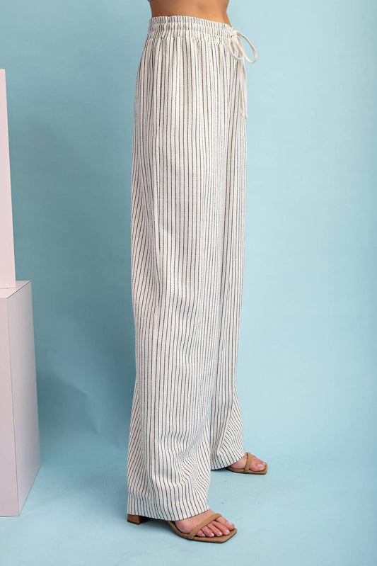 Ee:Some - Pinstriped Drawstring Pants