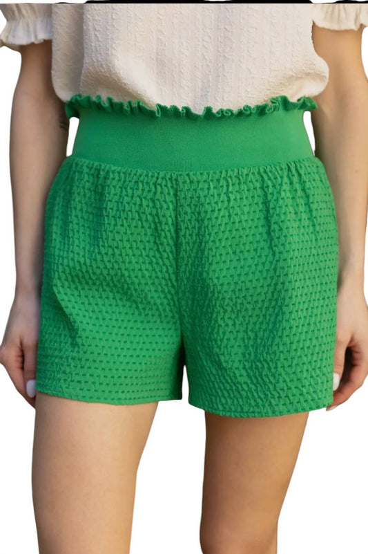 Voy - Wide Elastic WaistT extured Shorts