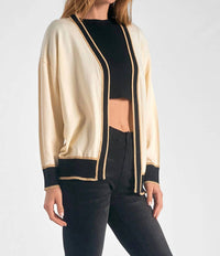 Elan - Border Detail Sweater Cardigan