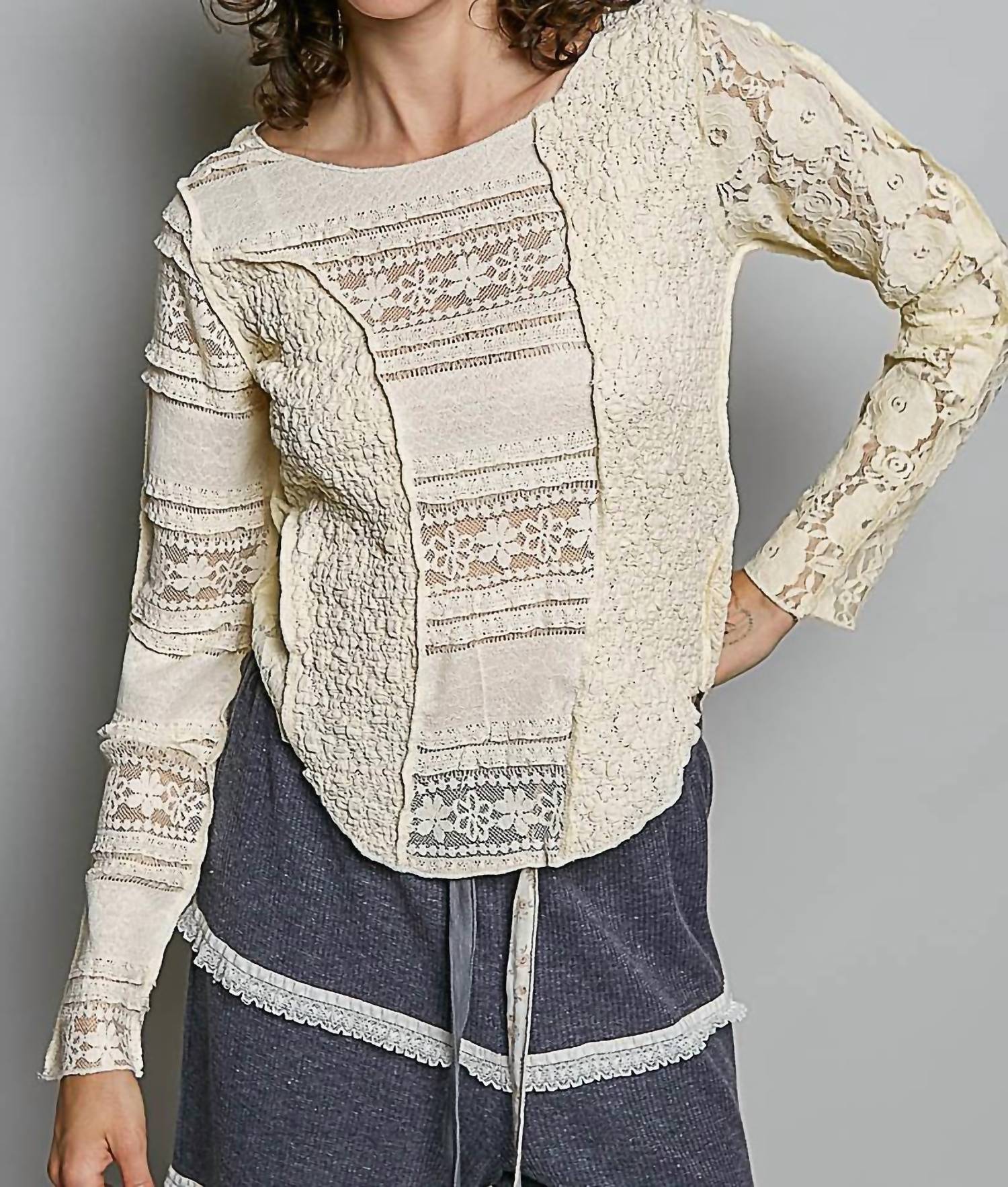 Pol - Lace Long Sleeve Top