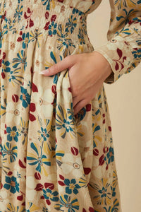 Hayden La - Floral Print Button Up Smocked Dress