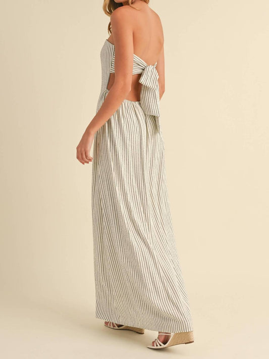 Klesis - Striped Long Back Tie Strapless Maxi Dress