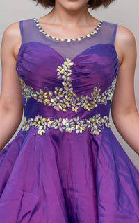 Last Dress - Floral Appliqué Mesh Bodice Prom Dress