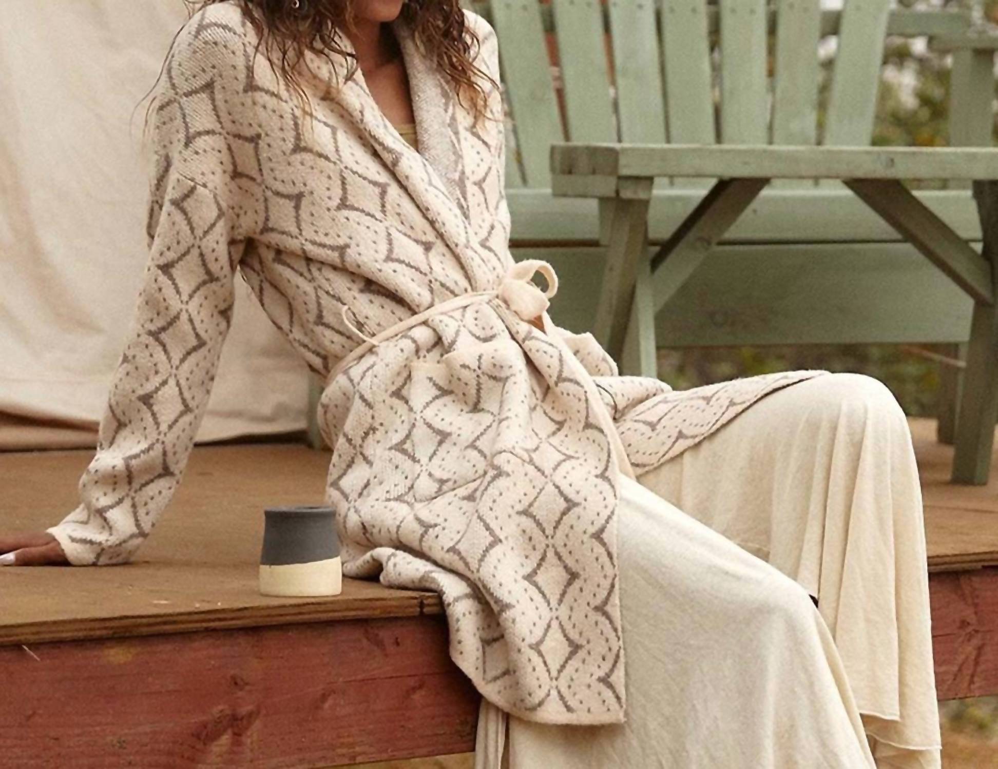 Lovestitch - Diamond Jacquard Belted Cardigan