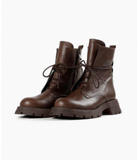 All Black - Women's Tie Lugg Boots