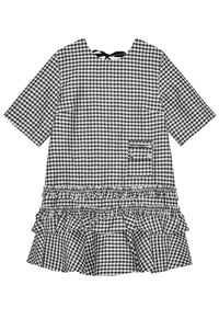 Ganni - Women's Crinkled Taffeta Check Open Back mini dress