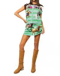 Queen Of Sparkles - Derby Race Scene Knit Button Up Vest
