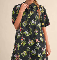 &Merci - Short Sleeve Button Down Mini Dress