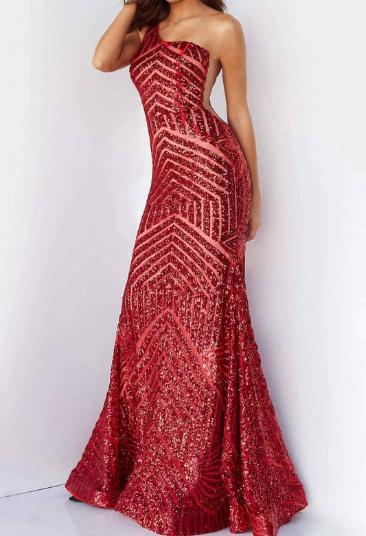 Jovani - Geometric Sequined Prom Gown