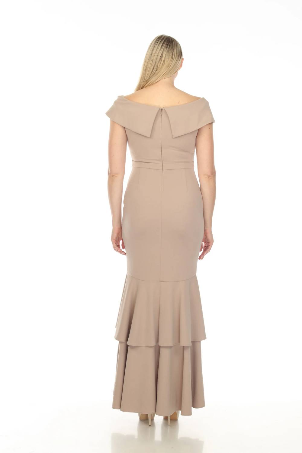 Joseph Ribkoff - Off-shoulder Tiered Hem Evening Dress