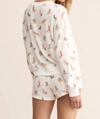 Z Supply Cozy Up Pup Long Sleeve Top in white 1 - women's long sleeve top - alternate view