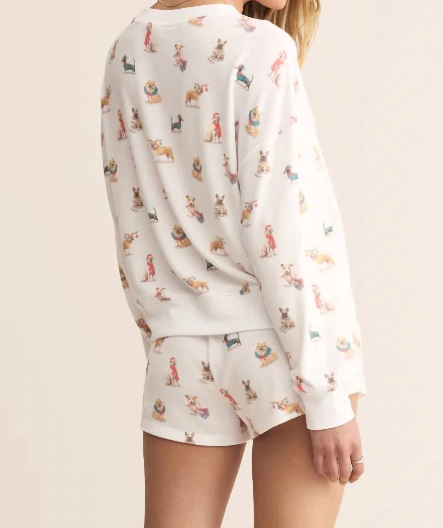 Z Supply Cozy Up Pup Long Sleeve Top in white 1 - women's long sleeve top - alternate view