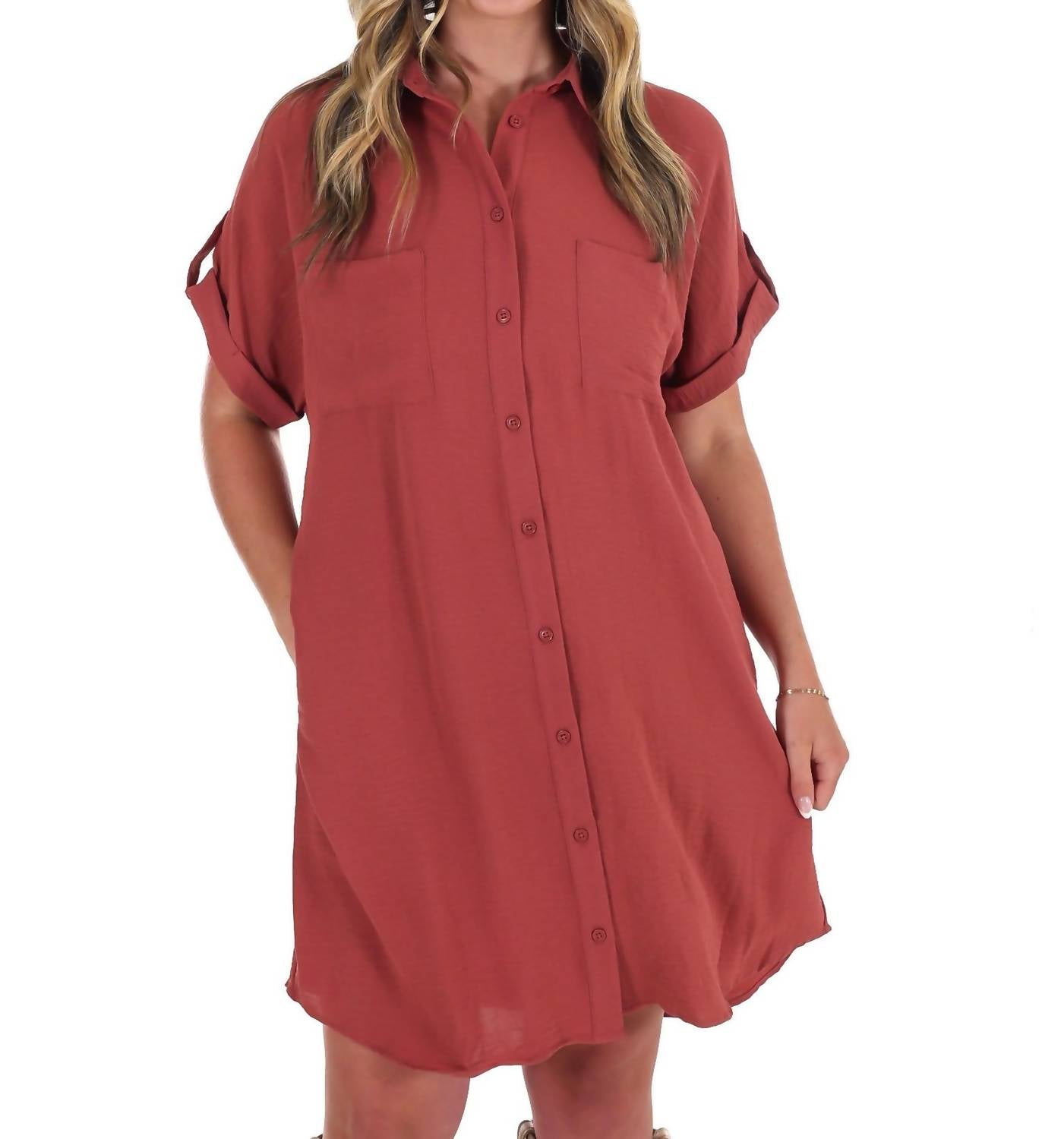 She + Sky - All the Reason Button Up Shirt Dress