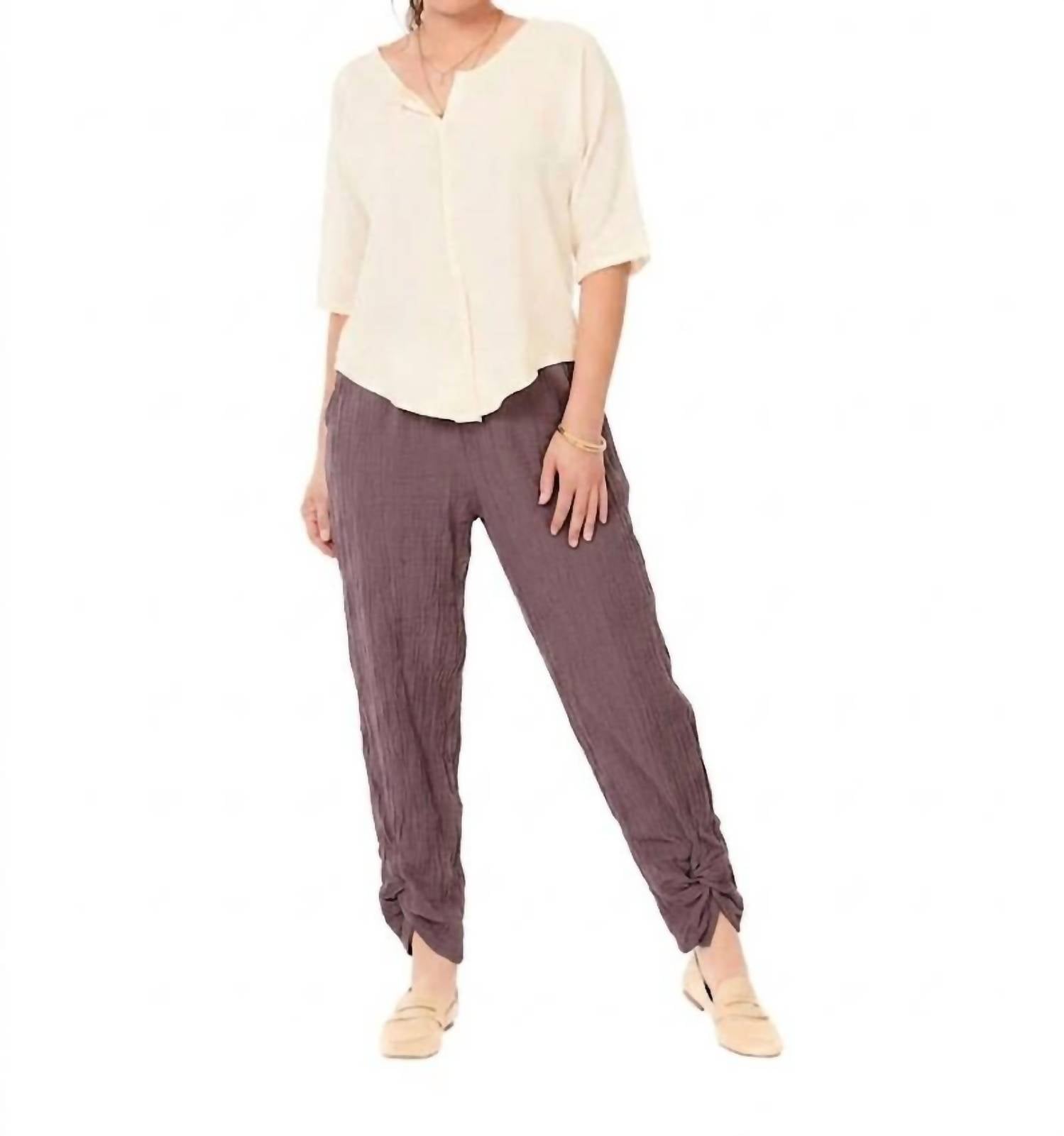 Oh My Gauze! Zoey Tapered Pant in cinnamon - women's pants