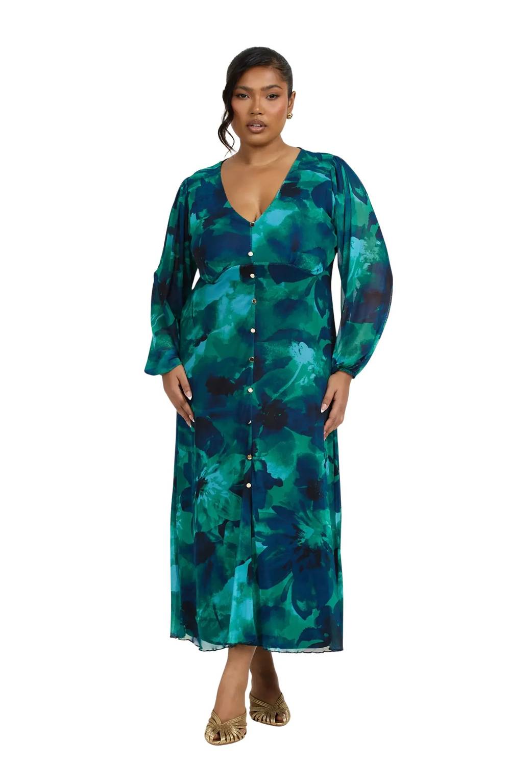 Fashion Szn Curve - Abstract Floral Midi Dress - Plus