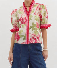 Entro - Rose Print Pullover Top