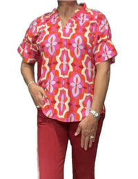 Boho Chic - Women's V-neck Short Sleeve Ruffle Top