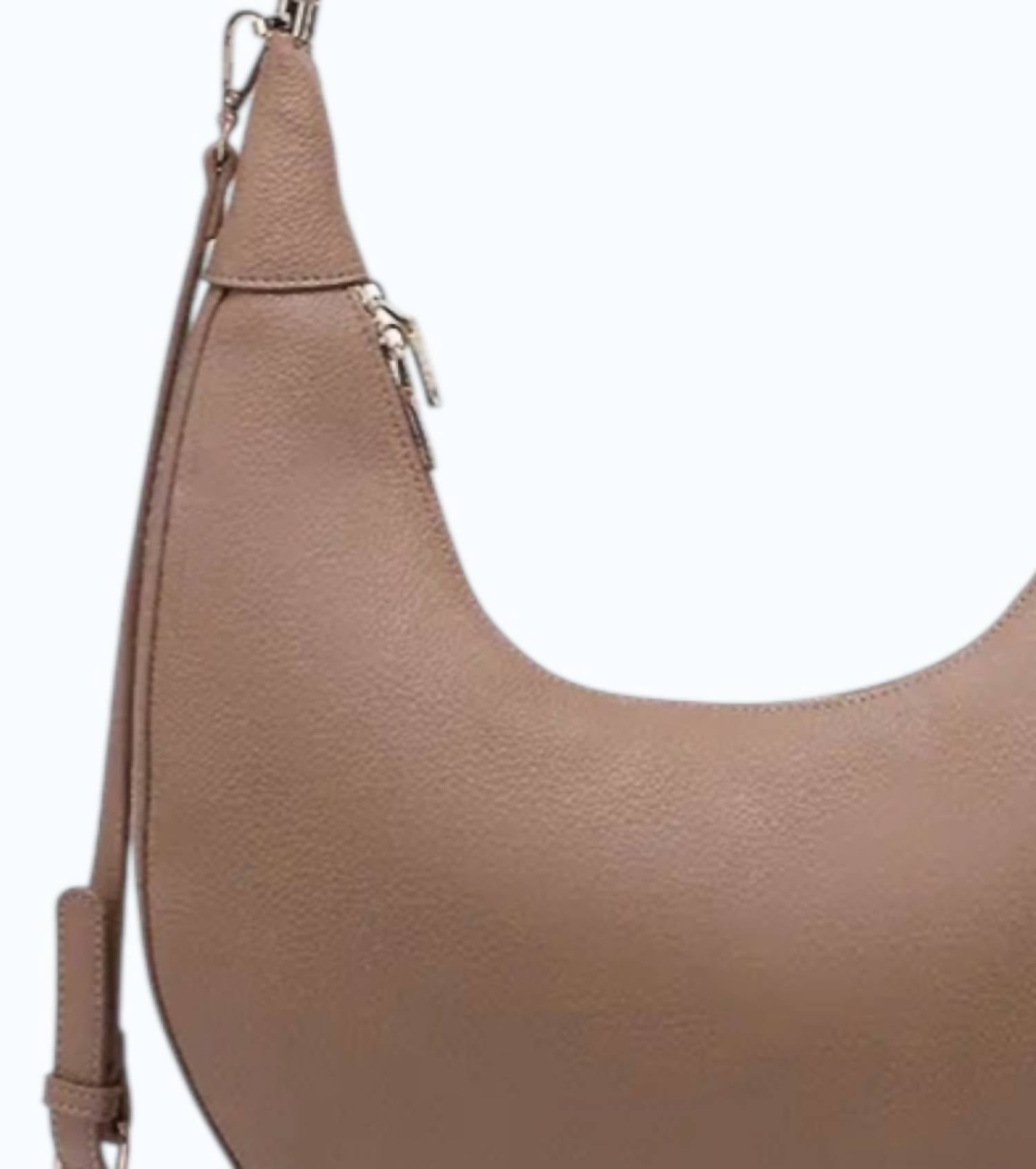 Jen & Co. Women's Alex Crescent Crossbody Bag With Convertible Straps in taupe - women's bag - detail view