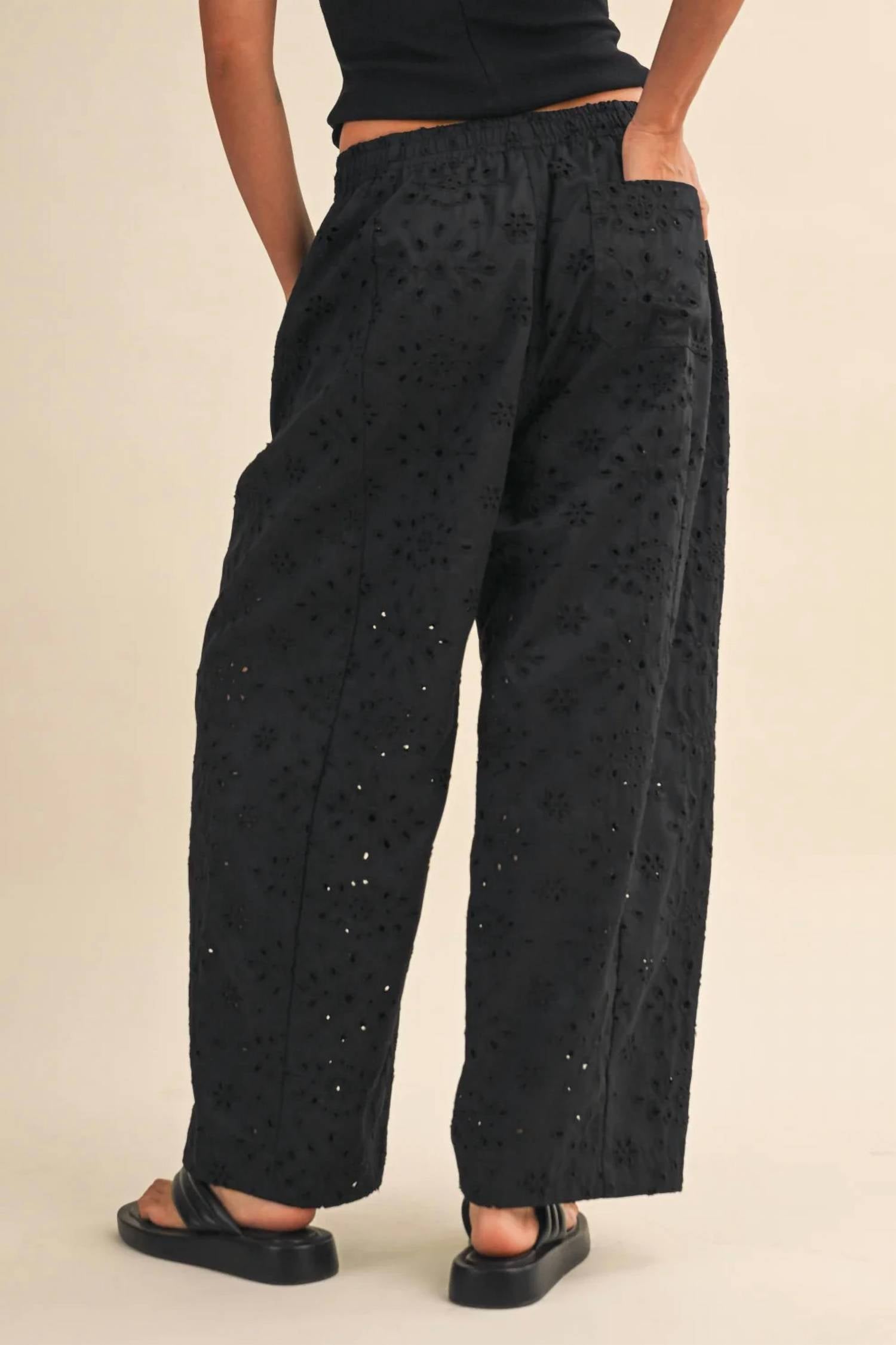 Klesis - Eyelet Wide Leg Pants