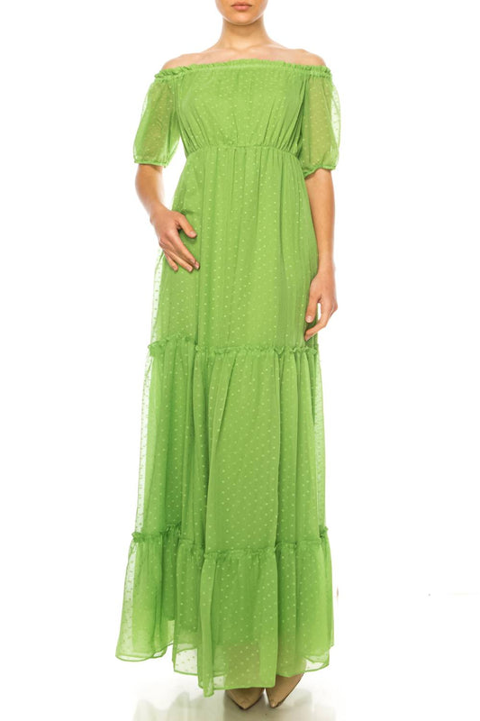 Maison Tara - Short Sleeve Tiered Maxi Dress