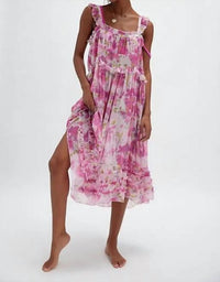 Free People Moon Phase Printed Midi Slip Dress in pink combo - women's dress