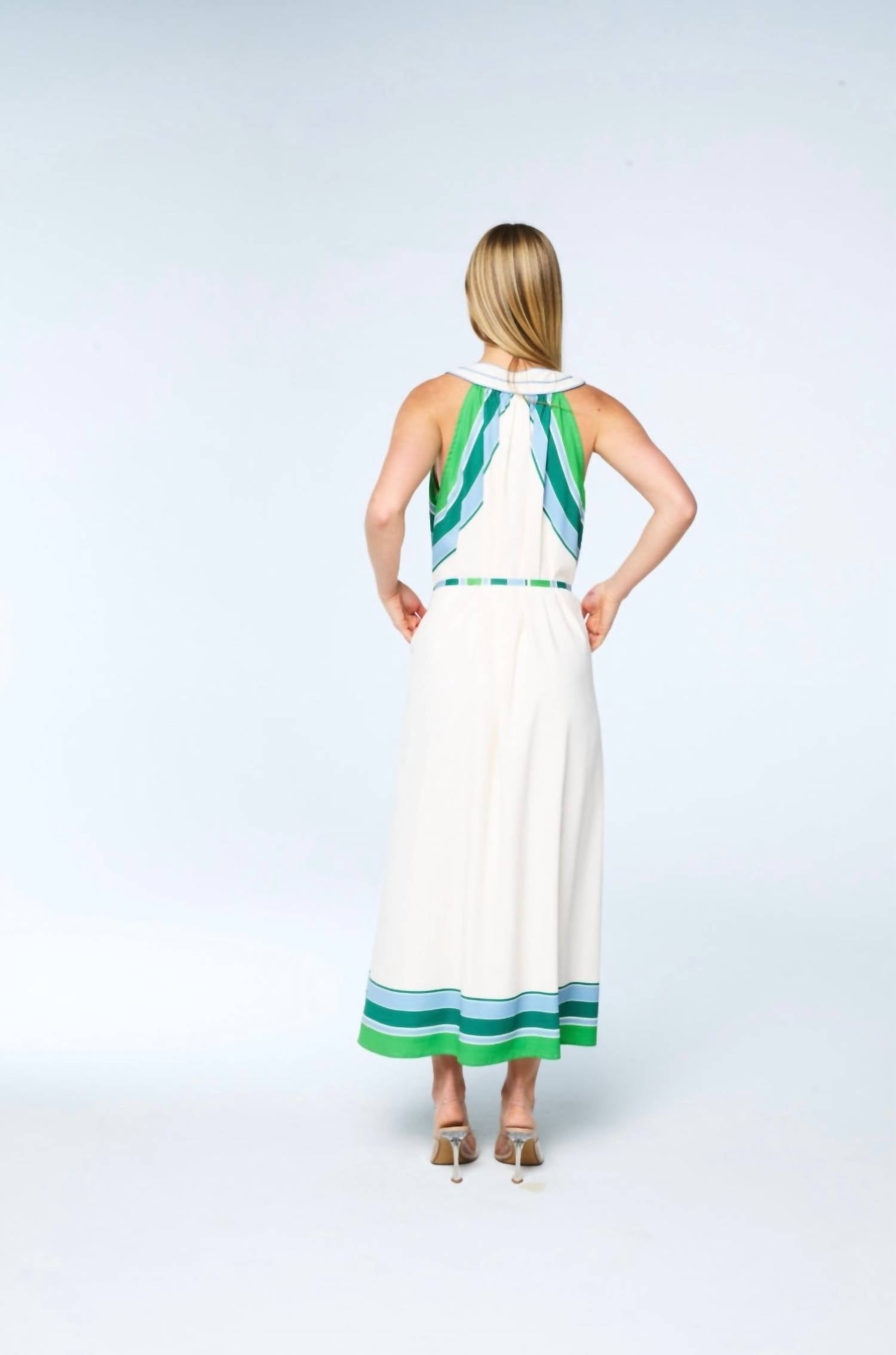 CIEBON Mavis Striped Halter Midi Dress in cream multi - women's dress - alternate view