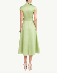 Jewel Badgley Mischka - Cap Sleeve Belted Shirt Midi Dress