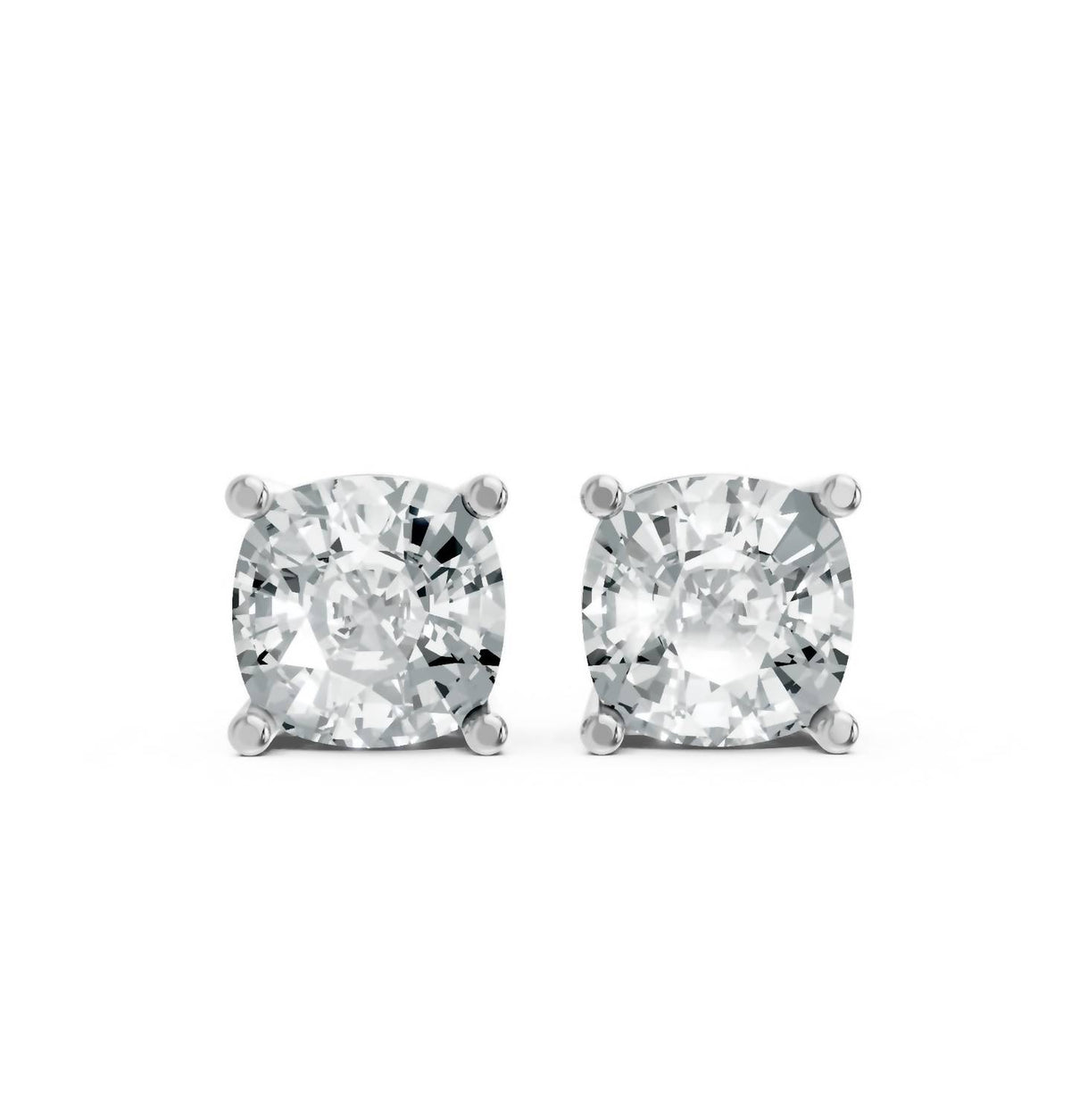 Aamiaa - Women's Cushion Shape 4 Prong Push Back Studs
