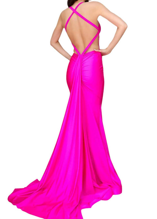 Jessica Angel - DEEP V-NECK JERSEY LONG GOWN