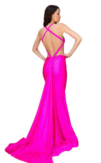 Jessica Angel - DEEP V-NECK JERSEY LONG GOWN