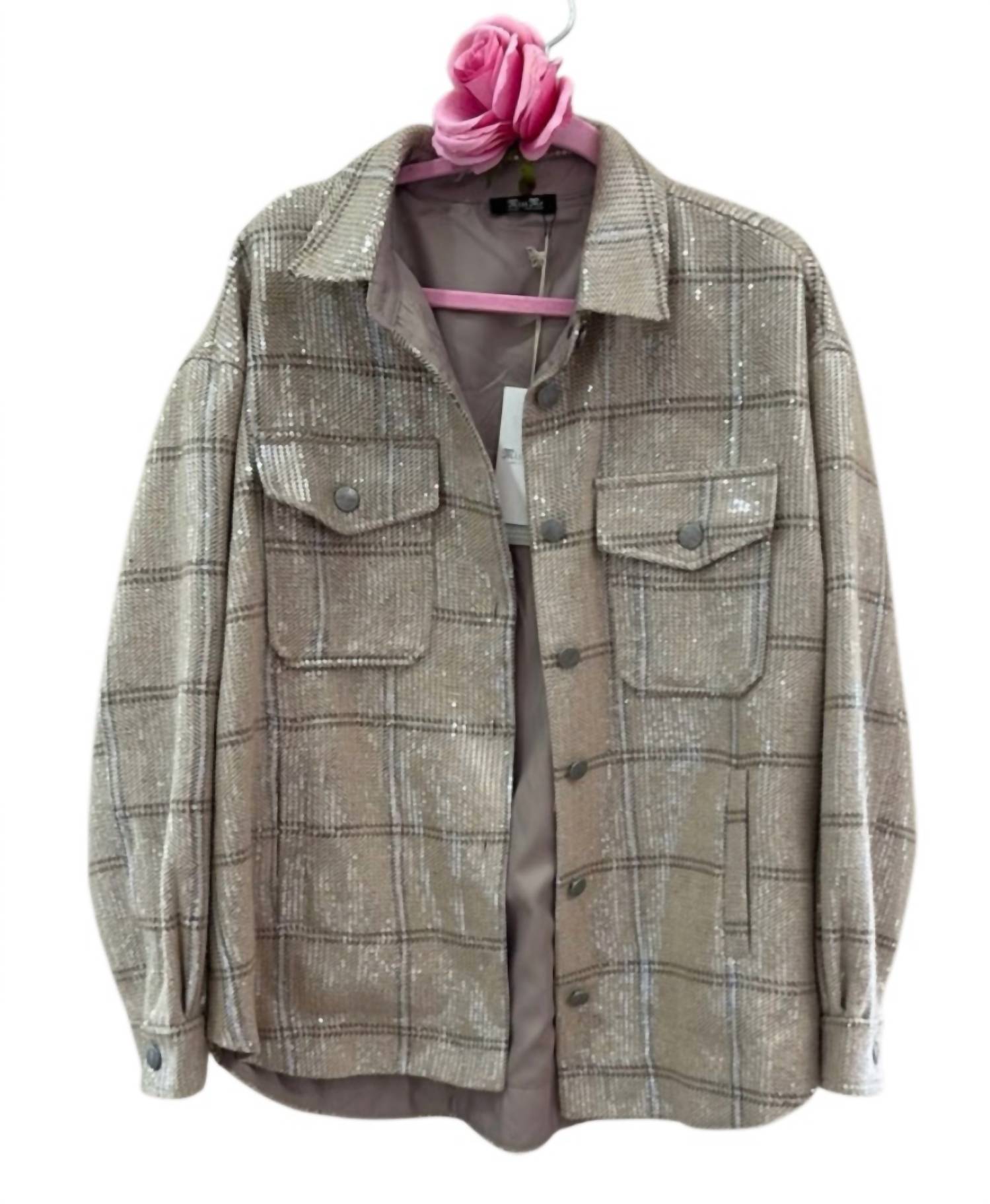 Miss Me - Women's Plaid Sequin Jacket