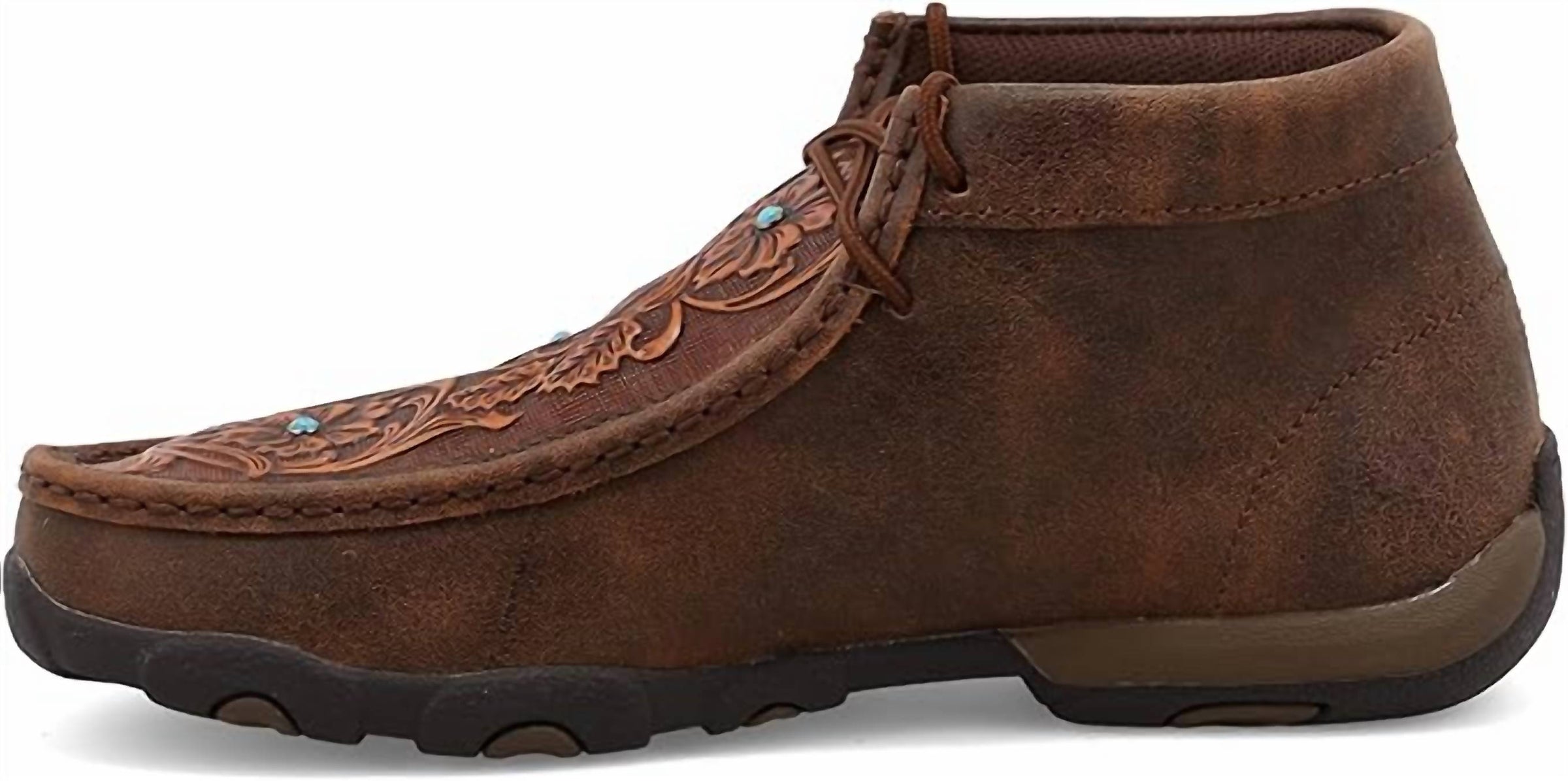 TWISTED X Women's Driving Moccasins in brown - women's shoe - detail view