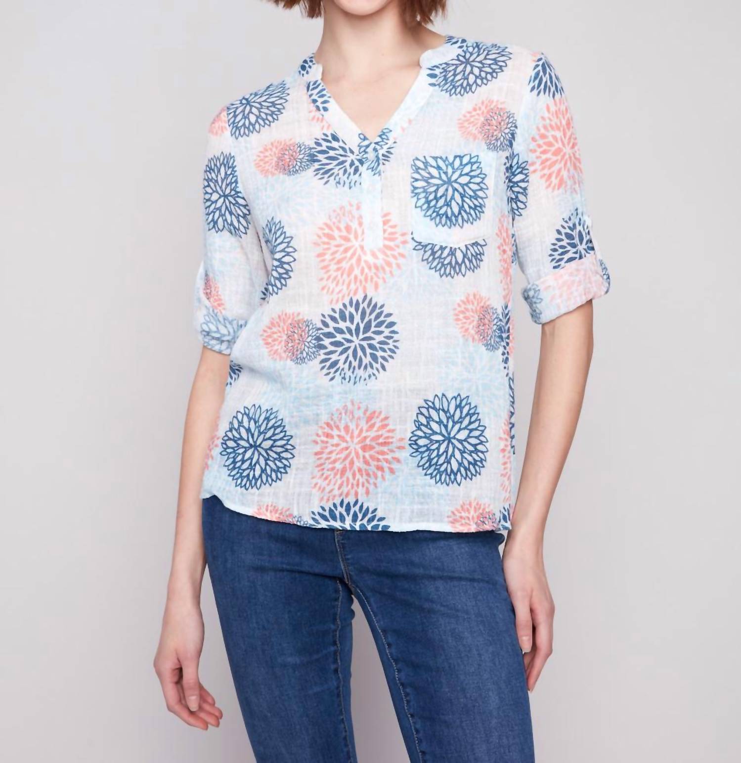 Charlie B - Jasmin Printed Cotton Gauze Blouse