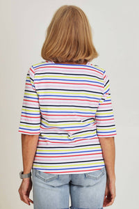 FOIL Even Keel 3/4 Sleeve Top in papaya - women's blouse - alternate view