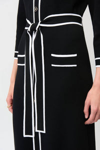 Joseph Ribkoff - Contrast Trim Belted Midi Shirt Dress