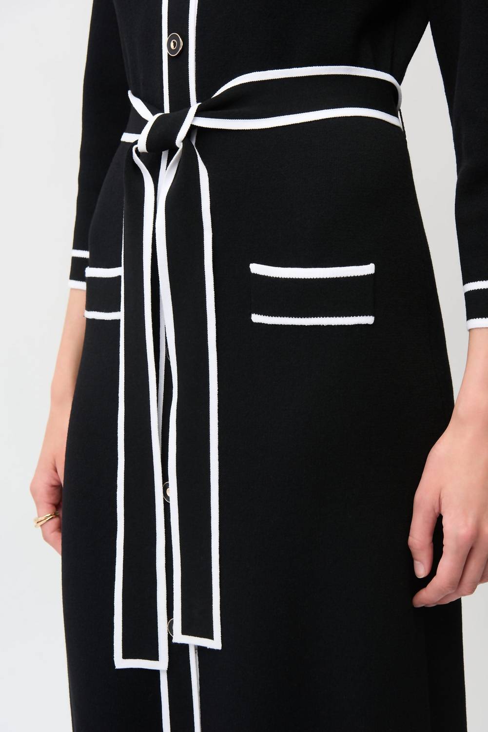 Joseph Ribkoff - Contrast Trim Belted Midi Shirt Dress