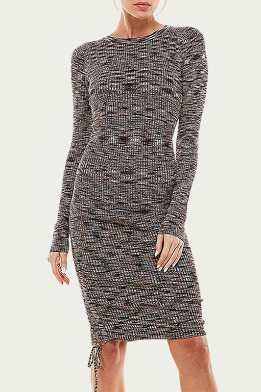 SPACE-DYED RIBBED-KNIT MINI DRESS