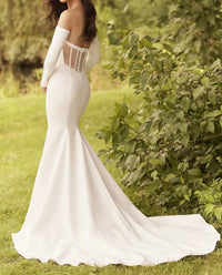 Paloma Blanca Crêpe Wedding Dress in natural - women's dress - detail view