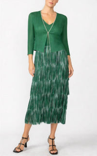 BEULAHSTYLE 2-Piece Dress With Fringe in emerald green silver - women's dress