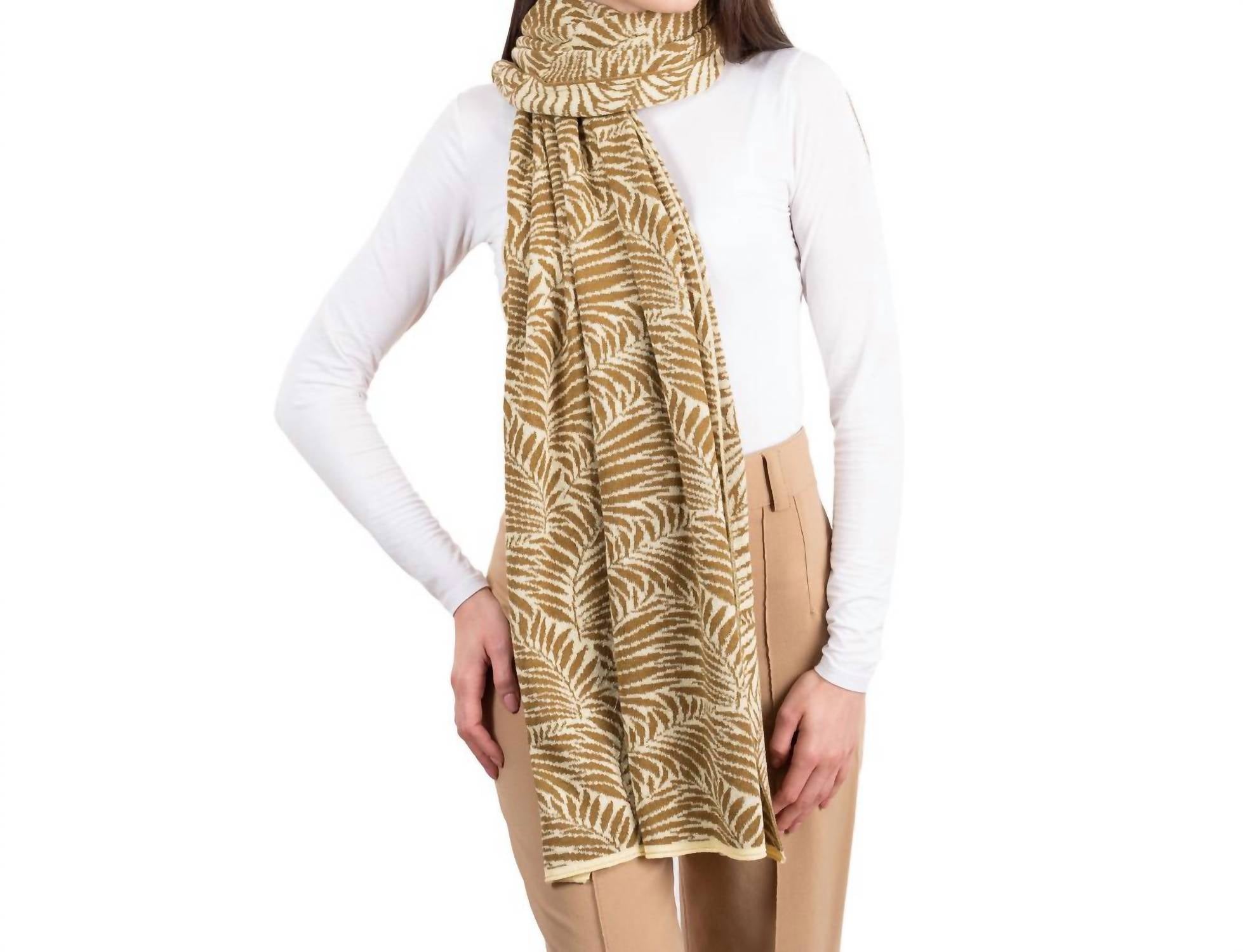 Saol Knitwear Newgrange Fern Wrap in fawn brown - women's scarf