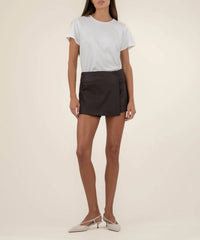 KUT FROM THE KLOTH Carlie Wrap Skort in chocolate - women's shorts
