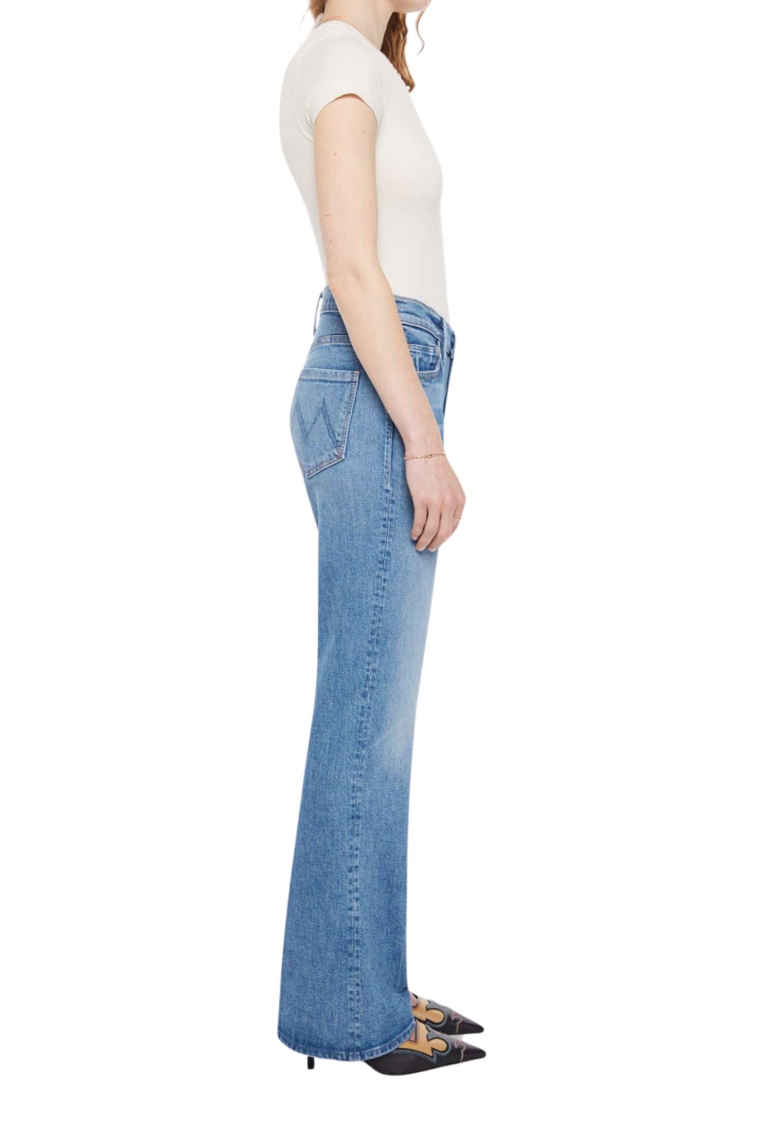 Mother Outsider Sneak Straight Jeans in hokey pokey - women's jeans - detail view